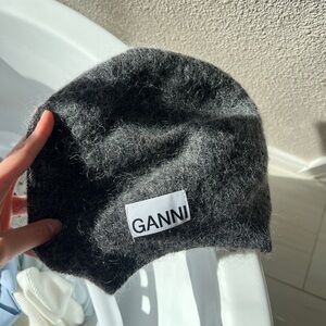 GANNI Charcoal Knit Winter Hat